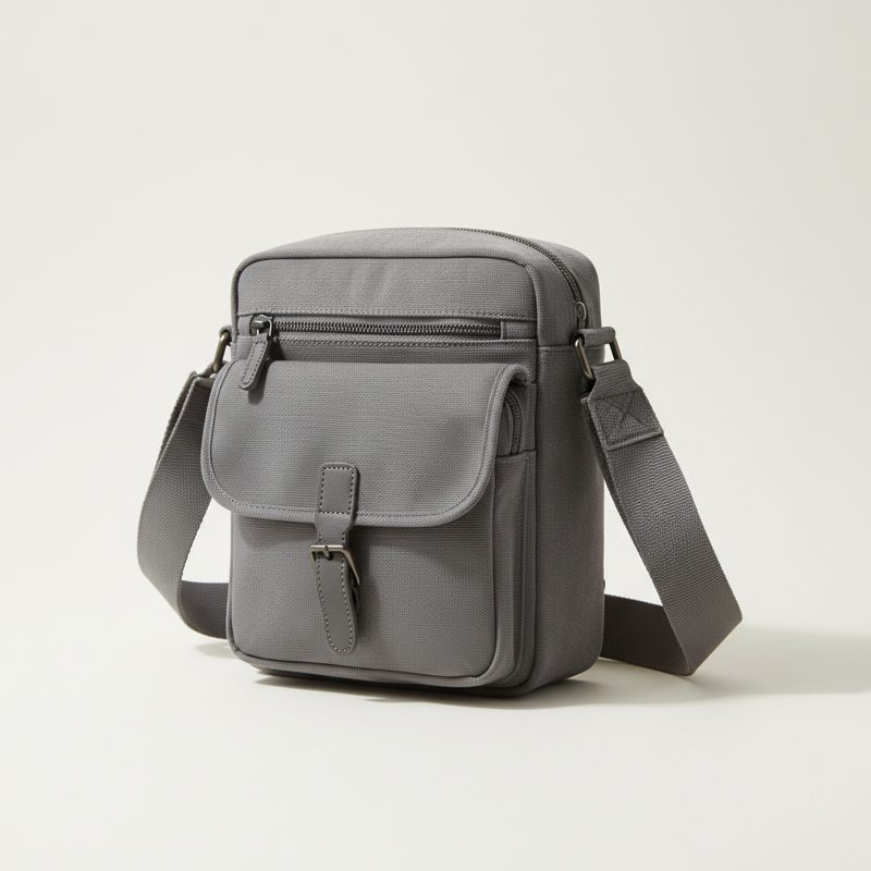 Graphite Canvas Crossbody Messenger Bag